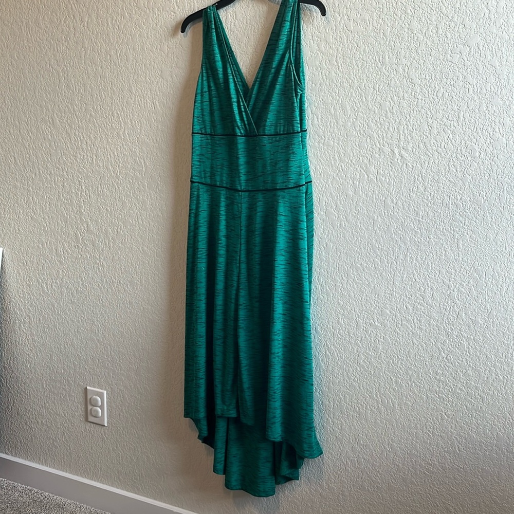 Green and Black High Low Dress